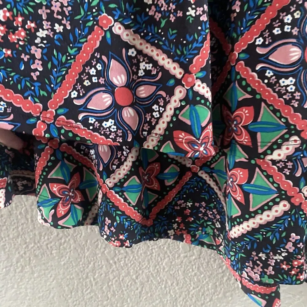 Vtg Free People Mini Dress Womens Small Black Floral Fit Flare Boho  Tiered - Picture 4 of 11